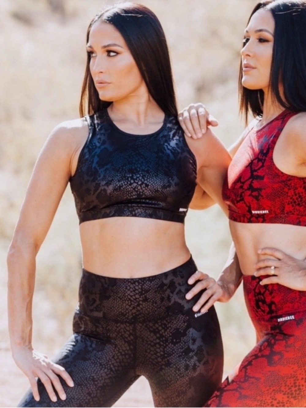NWT Birdiebee Mamba Black Foil Snakeskin High Neck Sports Bra Top L Bella Twins